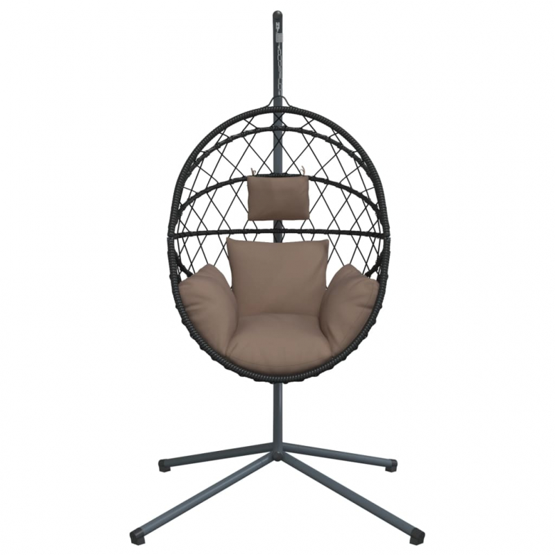 Hängesessel Ei-Design mit Ständer Taupe Rattan und Stahl