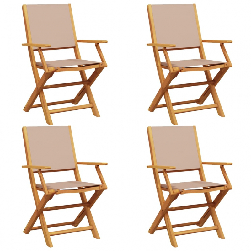 Gartenstühle 4 Stk. Klappbar Taupe Stoff und Massivholz