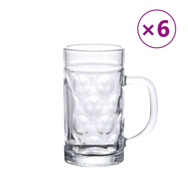 Bierkrüge mit Henkel Glas 6 Stk. 500 ml