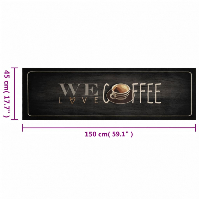 Küchenteppich Waschbar Kaffee 45x150 cm Samt