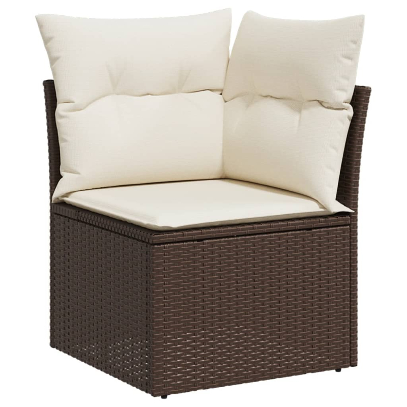 11-tlg. Garten-Sofagarnitur mit Kissen Braun Poly Rattan