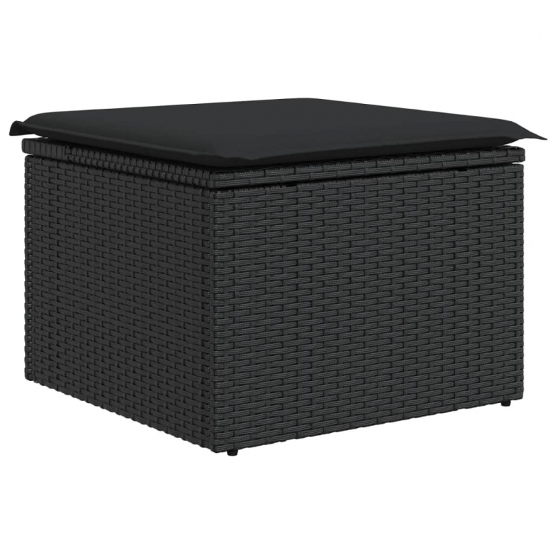 10-tlg. Garten-Sofagarnitur mit Kissen Schwarz Poly Rattan