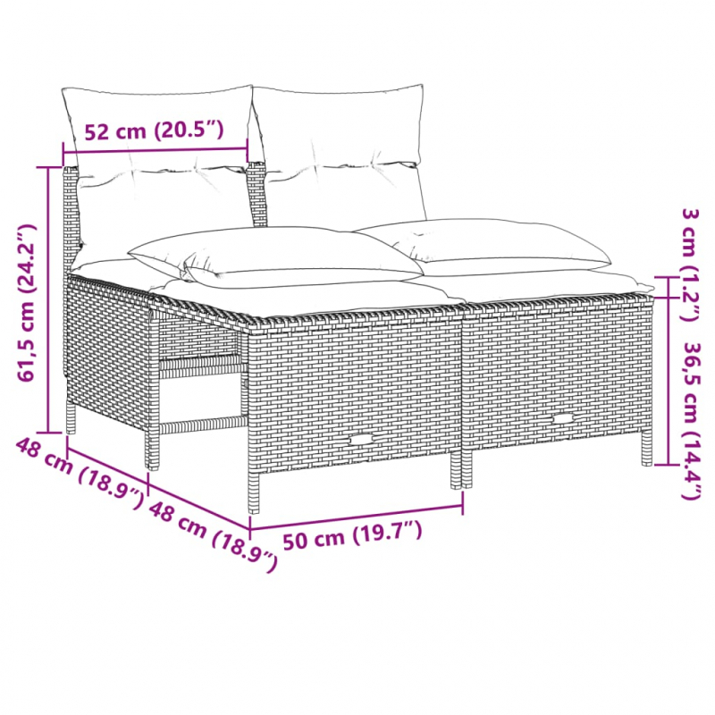 5-tlg. Garten-Sofagarnitur mit Kissen Grau Poly Rattan