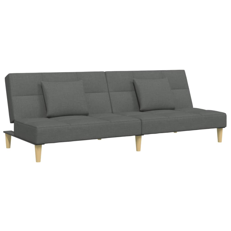 Schlafsofa 2-Sitzer mit Fußhocker Dunkelgrau Stoff