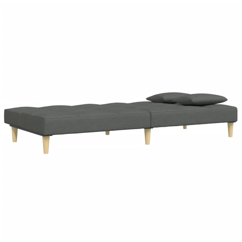 Schlafsofa 2-Sitzer mit Fußhocker Dunkelgrau Stoff