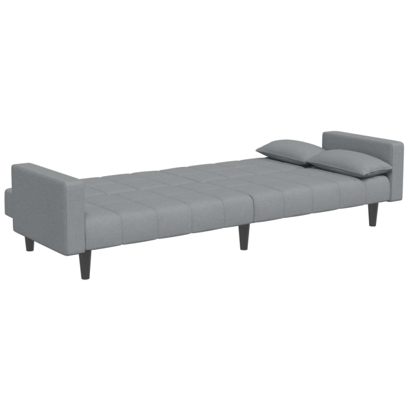 Schlafsofa 2-Sitzer mit Fußhocker Hellgrau Stoff