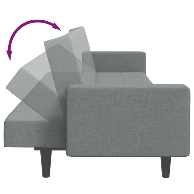 Schlafsofa 2-Sitzer mit Fußhocker Hellgrau Stoff