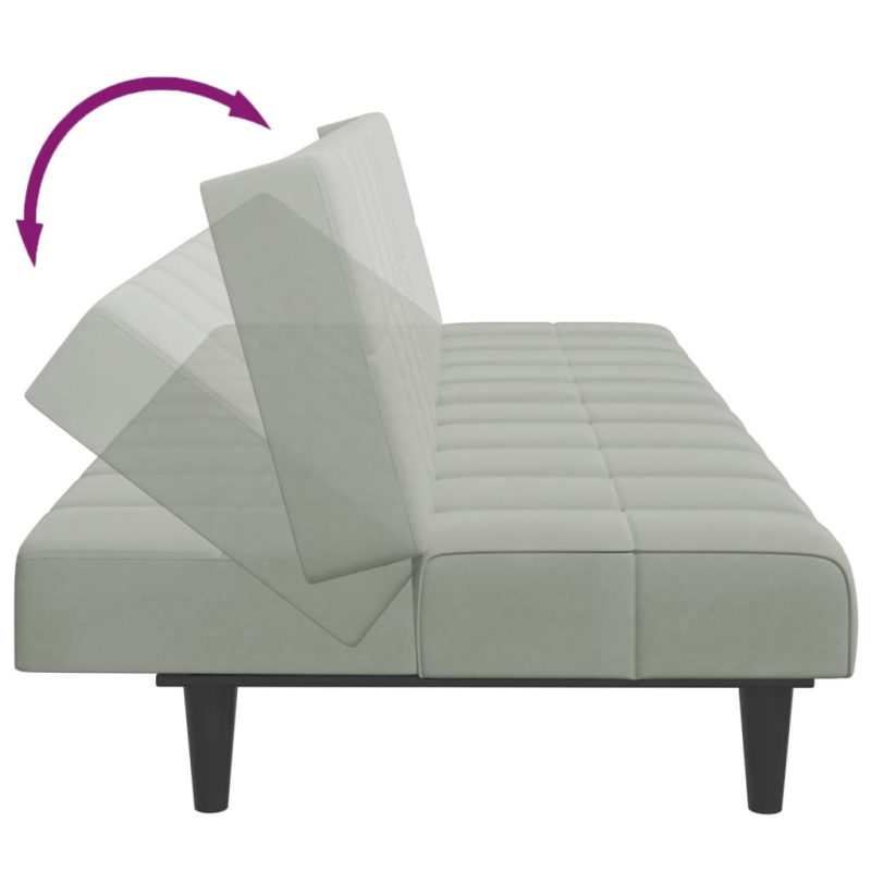 Schlafsofa 2-Sitzer mit Fußhocker Hellgrau Samt