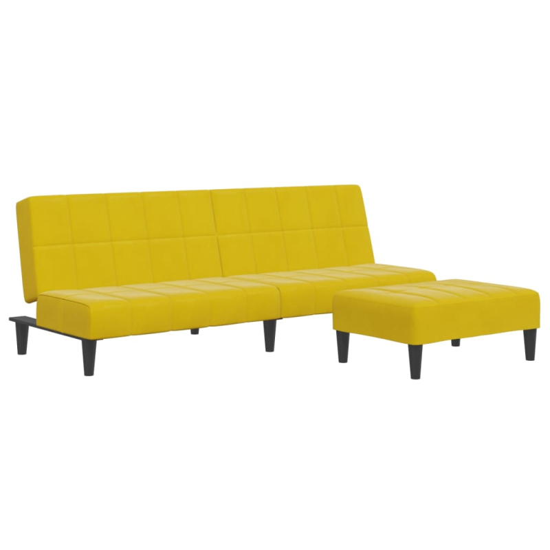 Schlafsofa 2-Sitzer mit Fußhocker Gelb Samt
