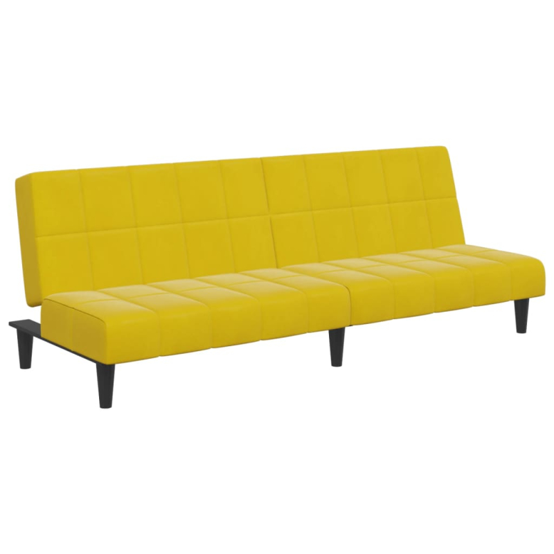 Schlafsofa 2-Sitzer mit Fußhocker Gelb Samt