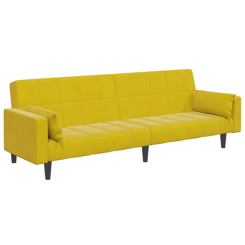 Schlafsofa 2-Sitzer mit Fußhocker Gelb Samt