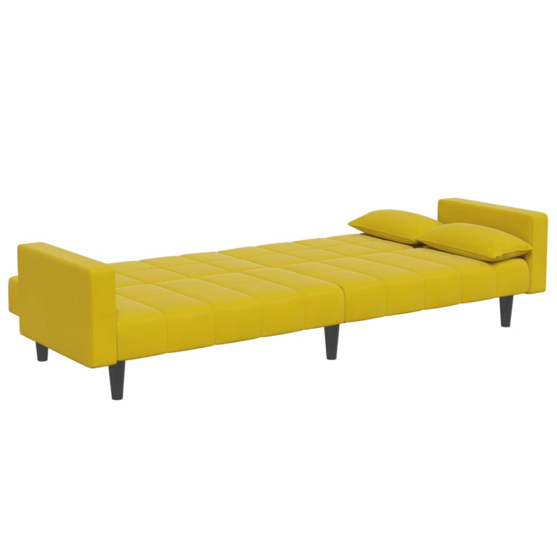 Schlafsofa 2-Sitzer mit Fußhocker Gelb Samt