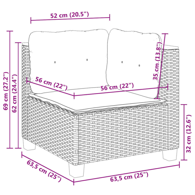 11-tlg. Garten-Sofagarnitur mit Kissen Beige Poly Rattan