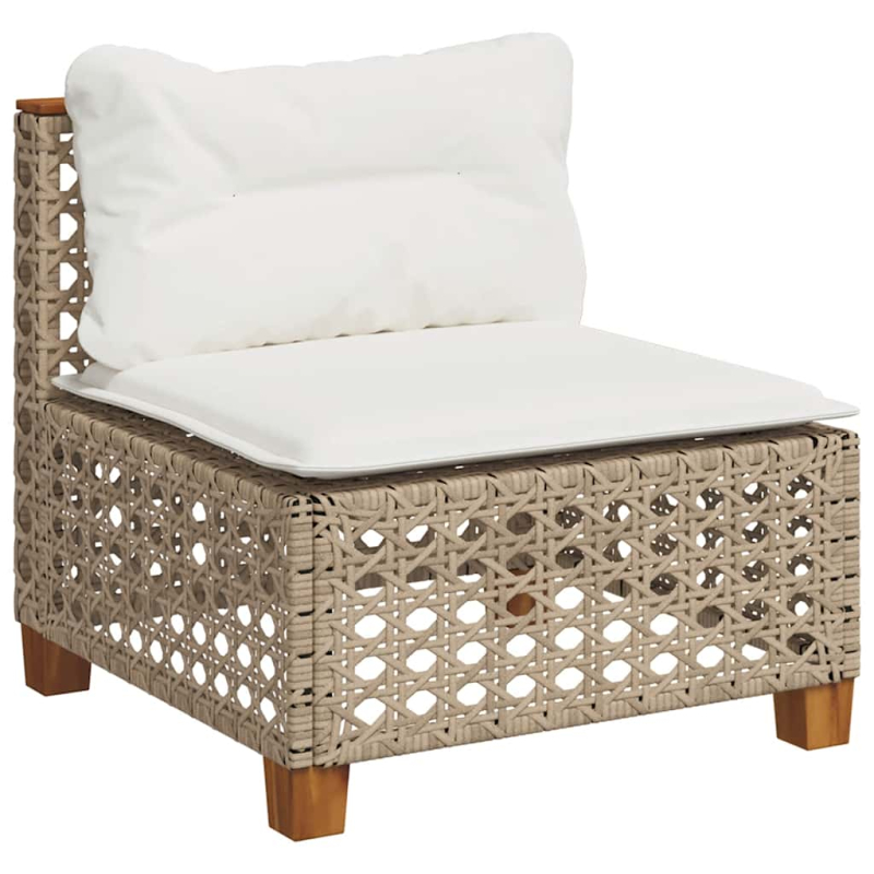 11-tlg. Garten-Sofagarnitur mit Kissen Beige Poly Rattan