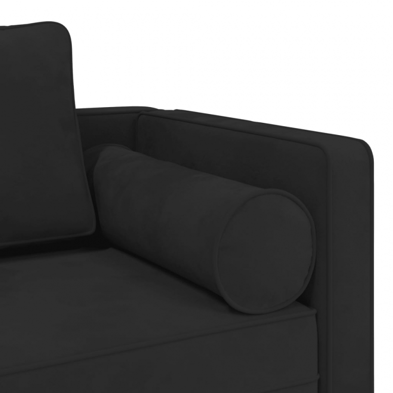 Chaiselongue mit Kissen Schwarz Samt