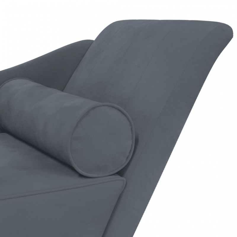 Chaiselongue mit Kissen Dunkelgrau Samt