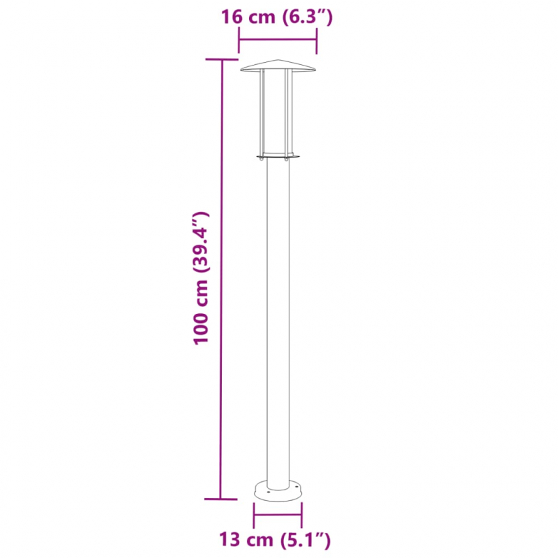 Wegeleuchte Silbern 100 cm Edelstahl
