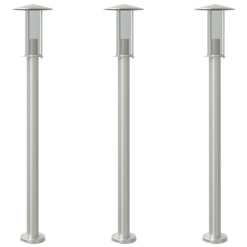 Wegeleuchten 3 Stk. Silbern 100 cm Edelstahl