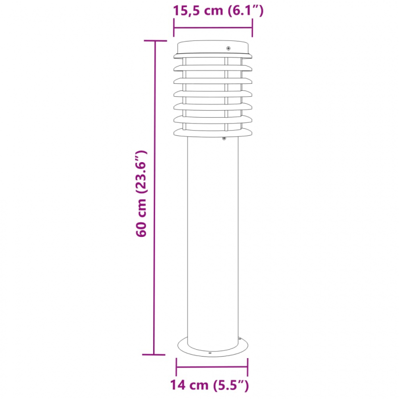 Wegeleuchten 3 Stk. Silbern 60 cm Edelstahl