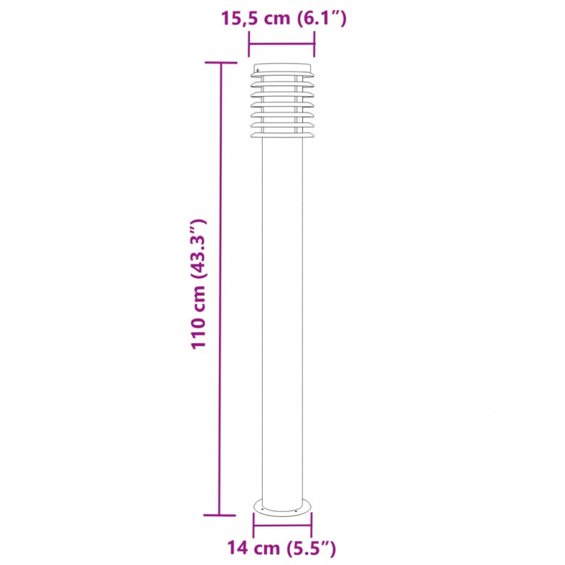 Wegeleuchte Silbern 110 cm Edelstahl