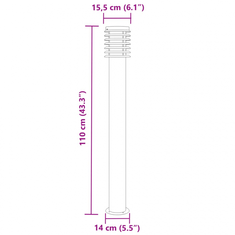 Wegeleuchte Schwarz 110 cm Edelstahl