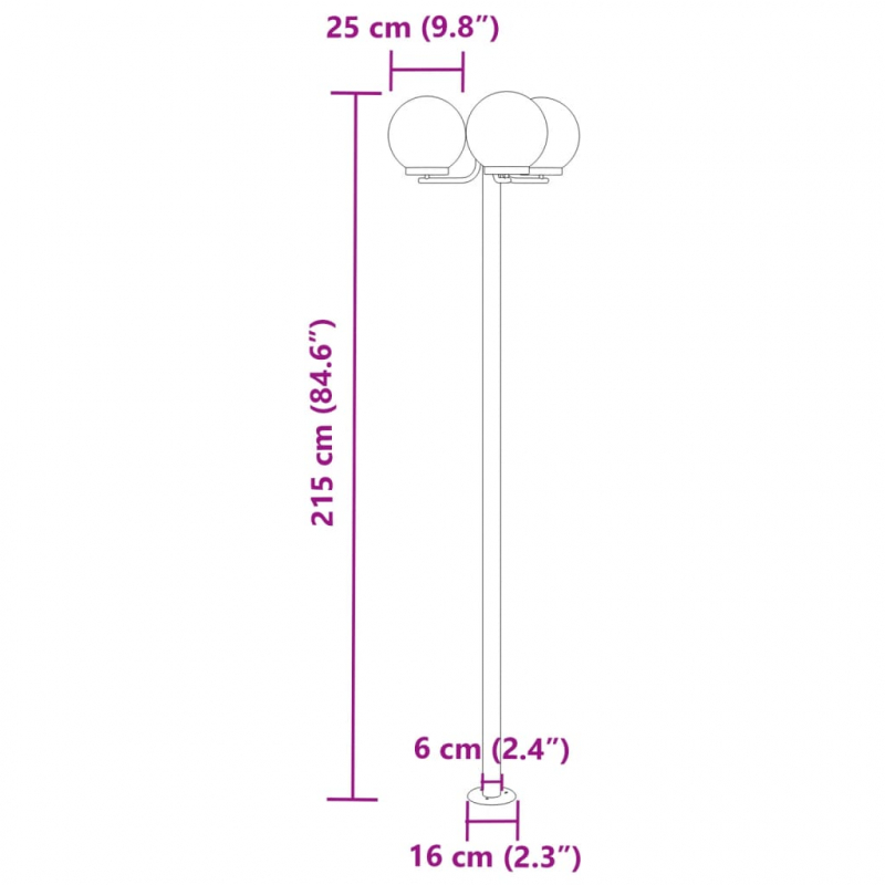 Wegeleuchten 3 Stk. Silbern 215 cm Edelstahl