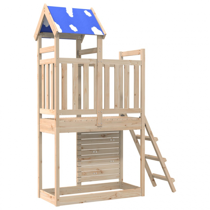 Spielturm mit Kletterwand 110,5x52,5x215 cm Massivholz Kiefer