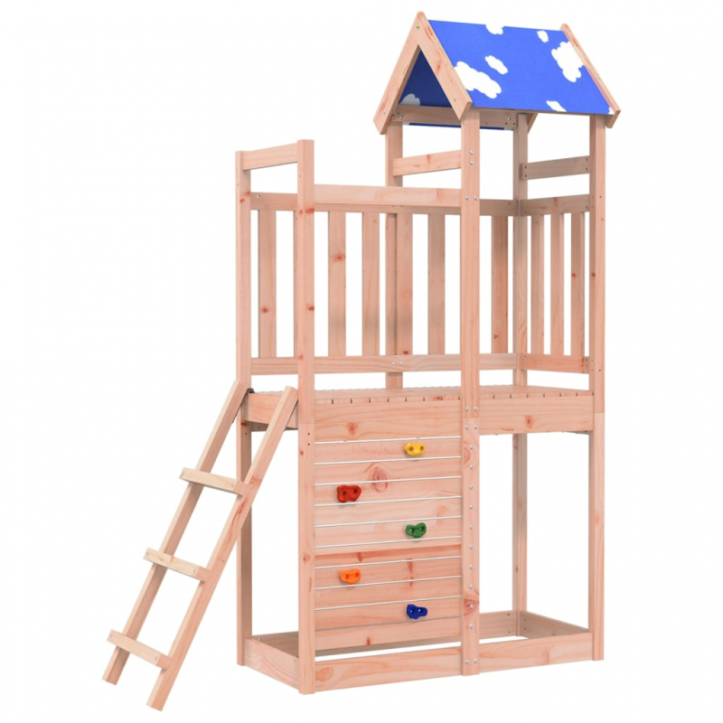 Spielturm mit Kletterwand 110,5x52,5x215cm Massivholz Douglasie