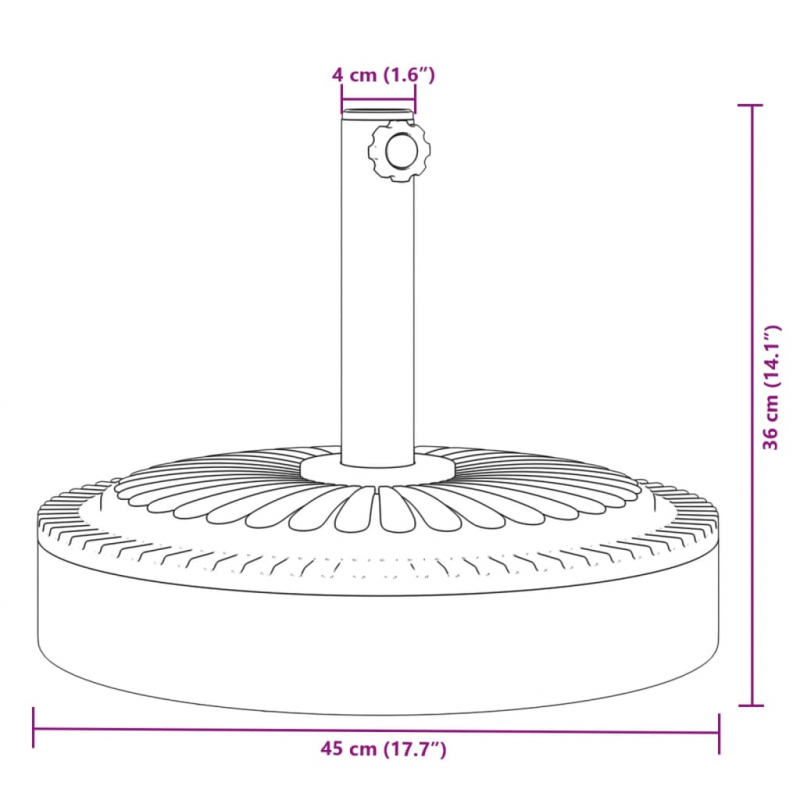 Sonnenschirmständer für Ø38/48 mm Mast 25 kg Rund