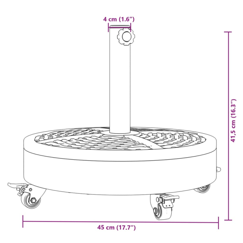 Sonnenschirmständer mit Rollen für Ø38/48 mm Mast 27 kg Rund