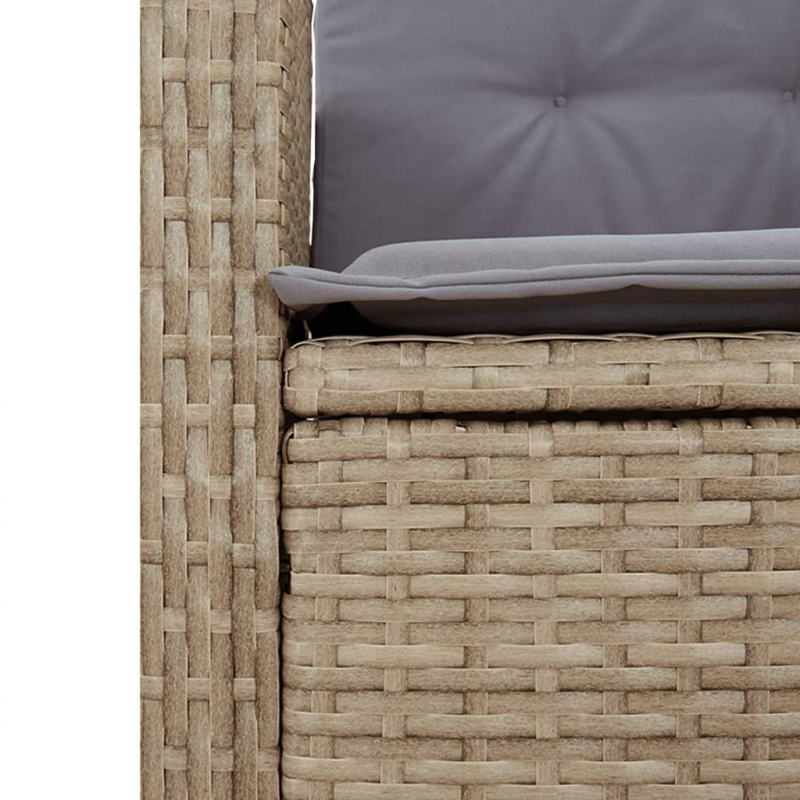 2-tlg. Garten-Essgruppe mit Kissen Beige Poly Rattan