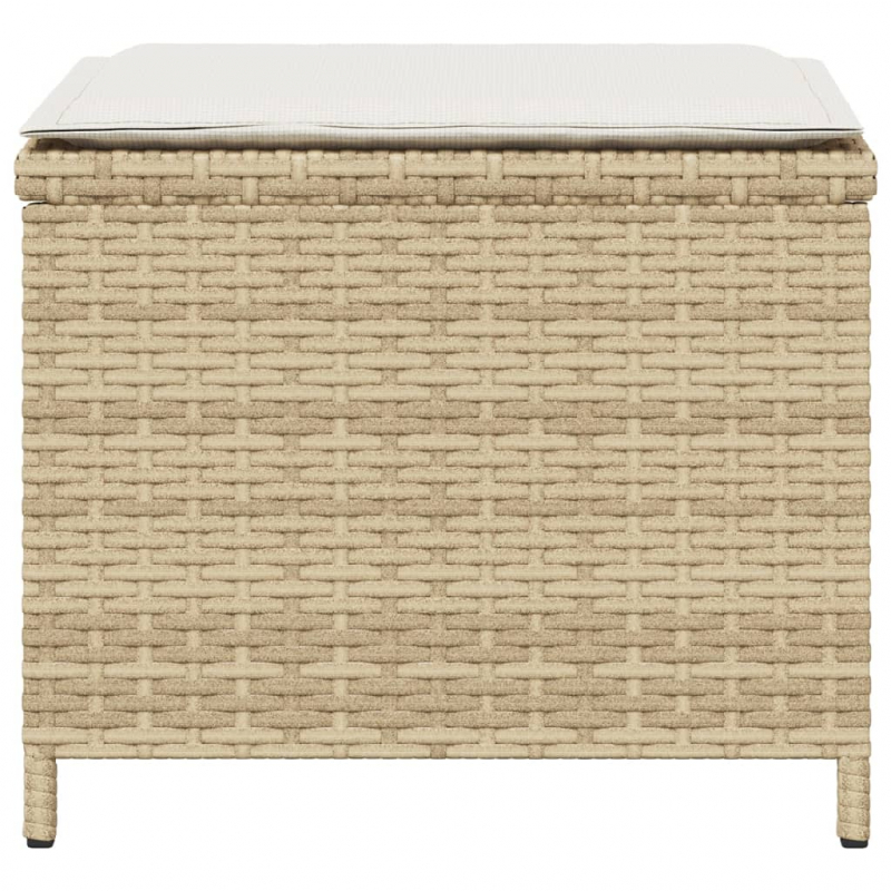 Gartenhocker mit Kissen 4 Stk. Beige 40x40x35 cm Poly Rattan