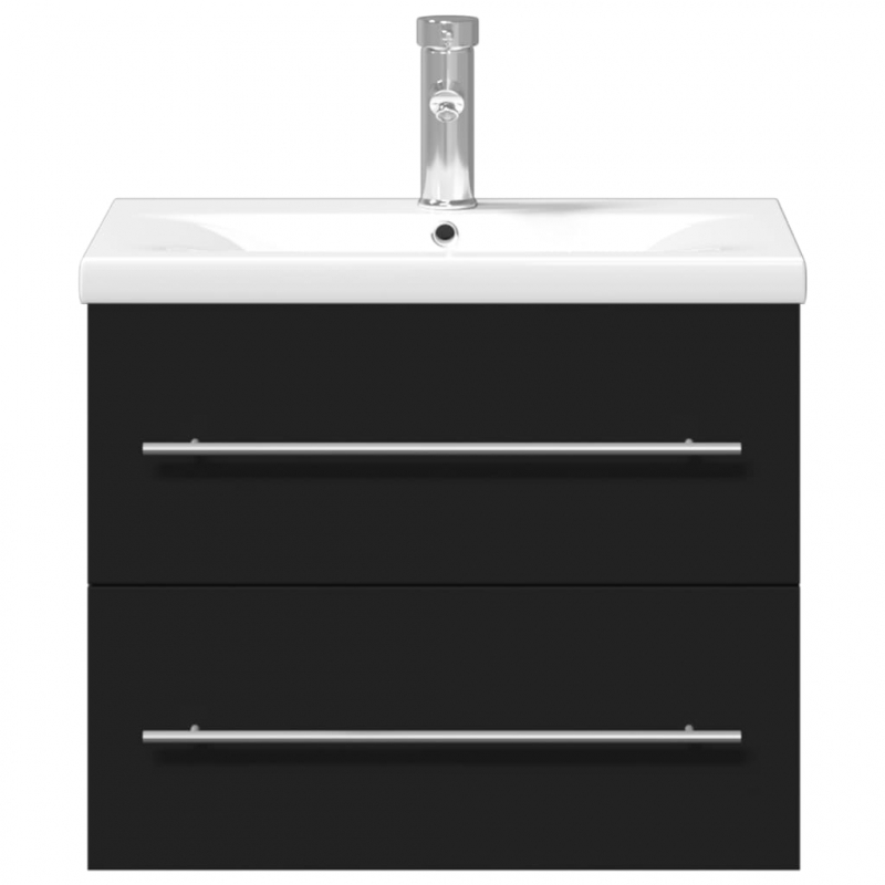Waschbeckenunterschrank mit Einbaubecken Schwarz