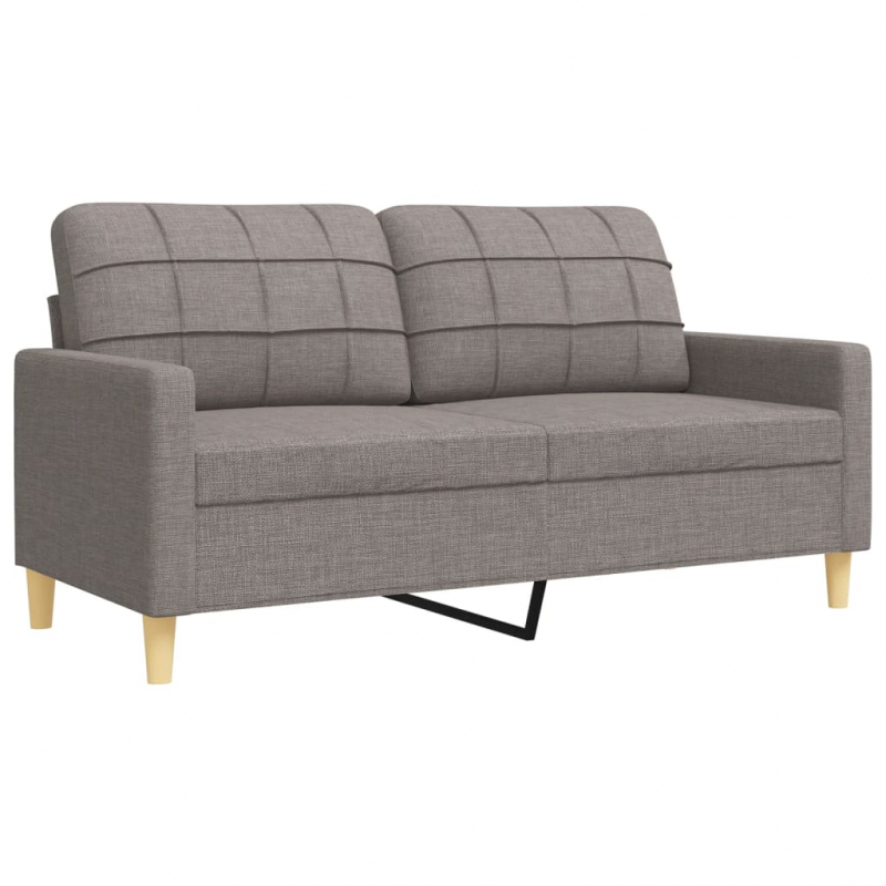 2-tlg. Sofagarnitur mit Dekokissen Taupe Stoff