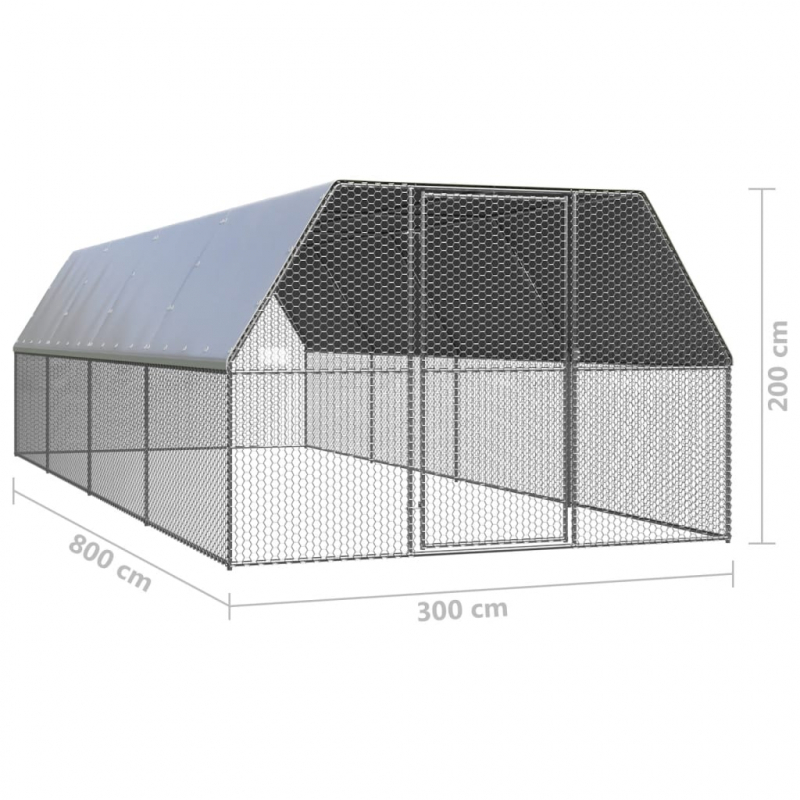 Hühnerkäfig 3x8x2 m Verzinkter Stahl