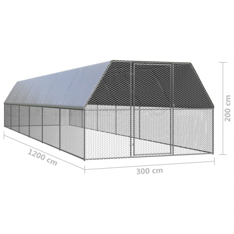 Hühnerkäfig 3x12x2 m Verzinkter Stahl