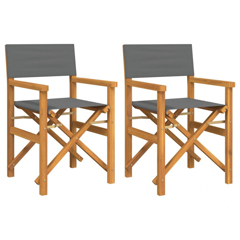 Regiestühle 2 Stk. Klappbar Creme Massivholz Teak