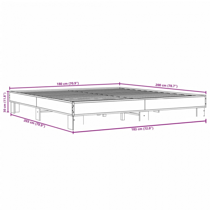 Bettgestell Sonoma-Eiche 180x200 cm Holzwerkstoff und Metall