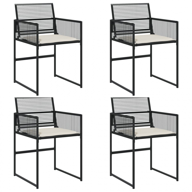 Gartenstühle mit Kissen 4 Stk. Schwarz Poly Rattan