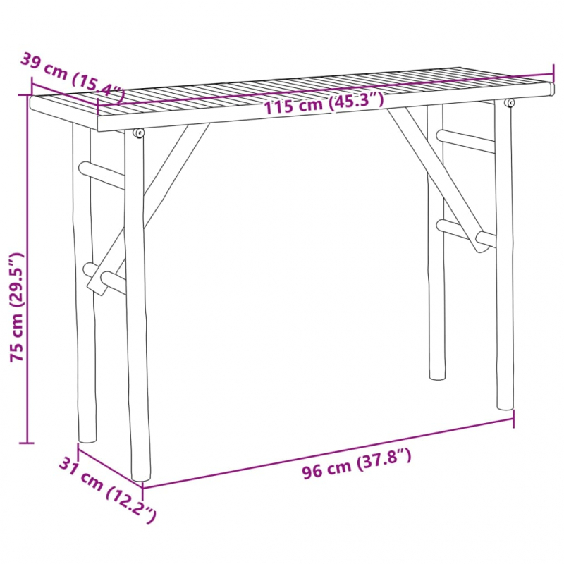 Konsolentisch 115x39x75 cm Bambus