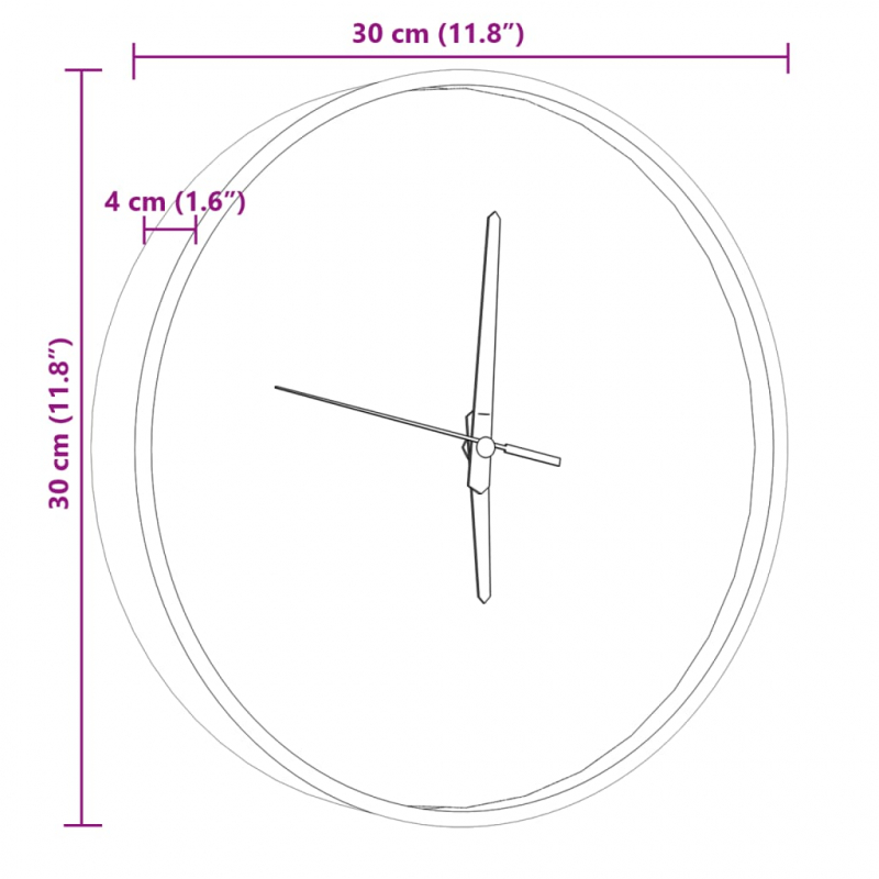 Wanduhr mit Leuchtender Skala und Zeiger Blau Ø30 cm