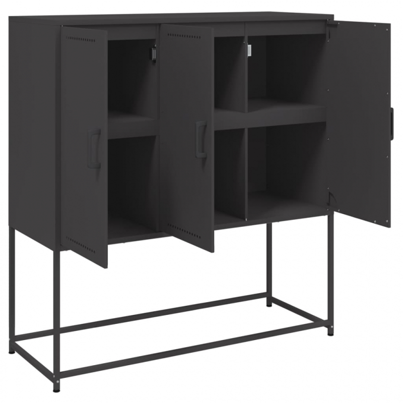Highboard Schwarz 100,5x39x107 cm Stahl