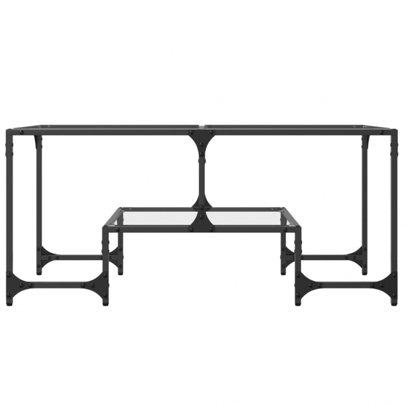 Couchtisch mit Glasplatte Transparent 98,5x50x45 cm Stahl