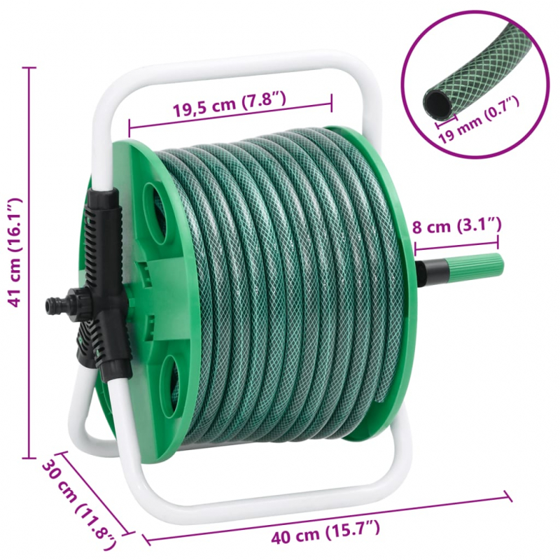 Schlauchtrommel Freistehend mit Schlauchanschluss-Set 0,75 20m