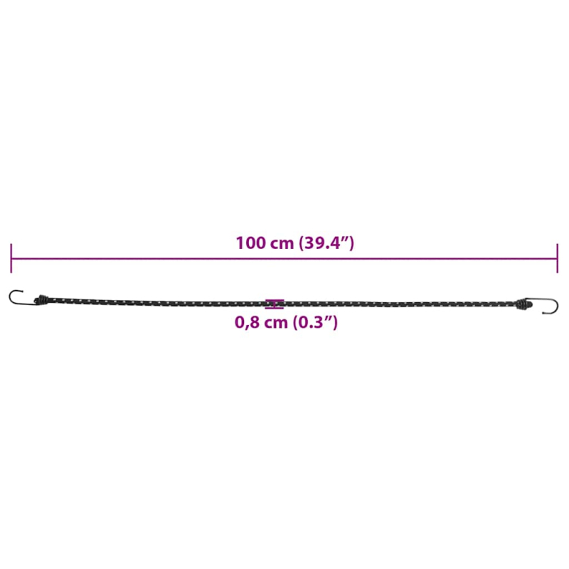 Gummiseile Reflektierend mit Haken 10 Stk. 100 cm