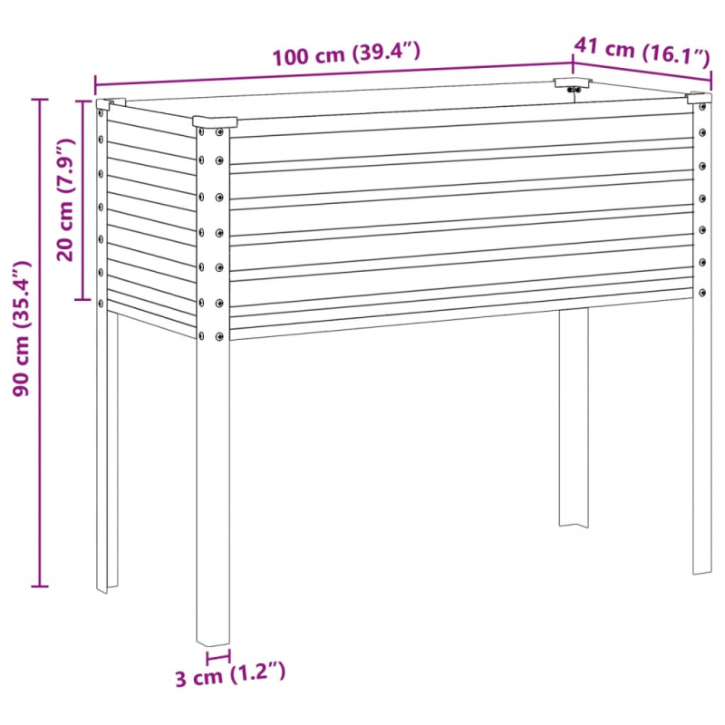 Pflanzkübel 100x41x90 cm Wetterfester Stahl