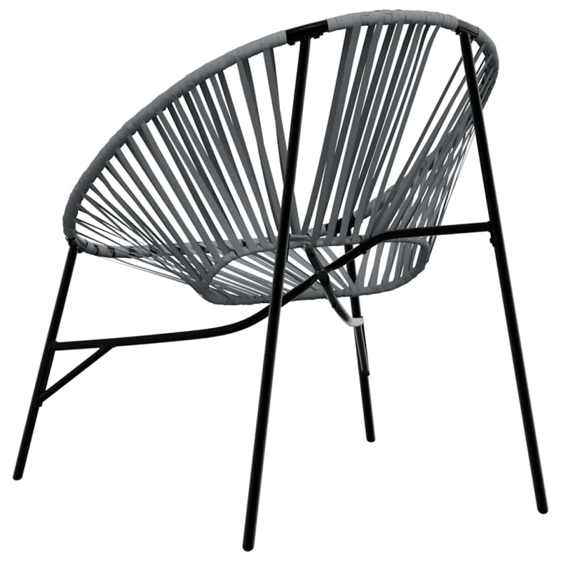 Gartenstuhl in Ei-Form Schwarz und Hellgrau Poly Rattan