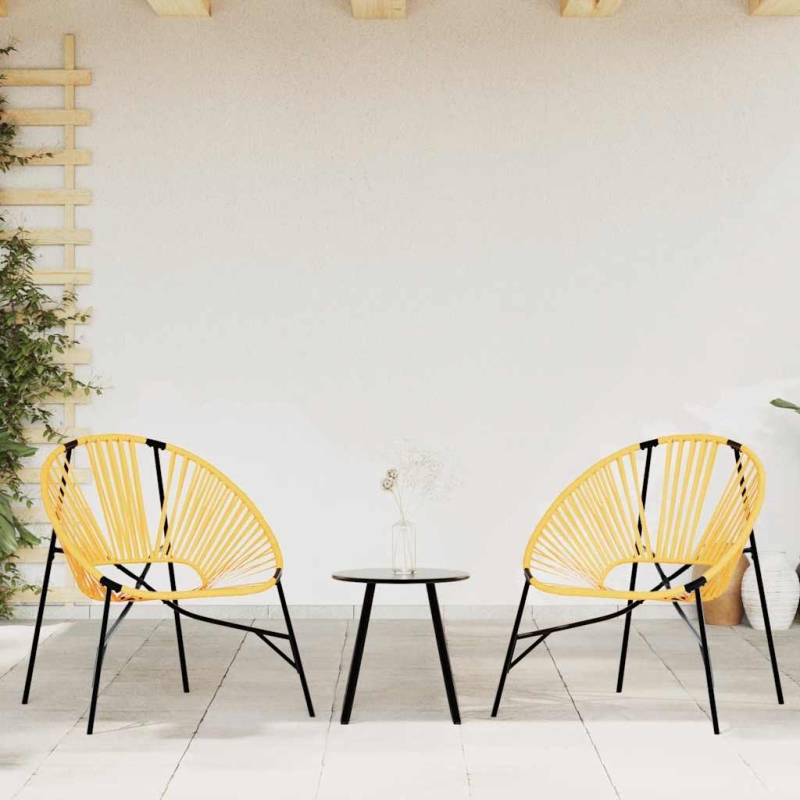 Gartenstuhl in Ei-Form Schwarz und Gelb Poly Rattan