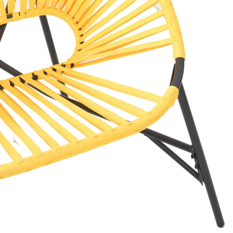 Gartenstuhl in Ei-Form Schwarz und Gelb Poly Rattan