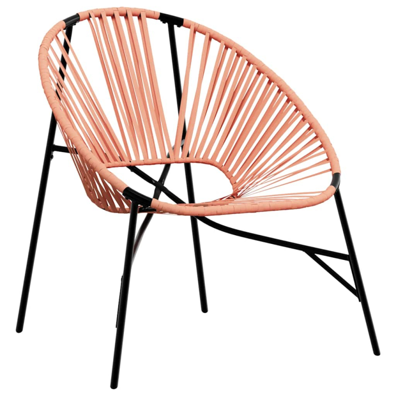 Gartenstuhl in Ei-Form Schwarz und Orange Poly Rattan